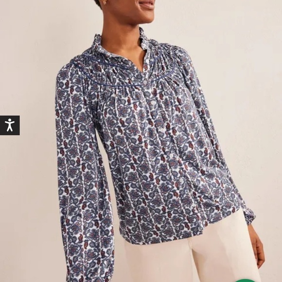 Boden Tops - NWT Boden Ruched Yoke Jersey Shirt